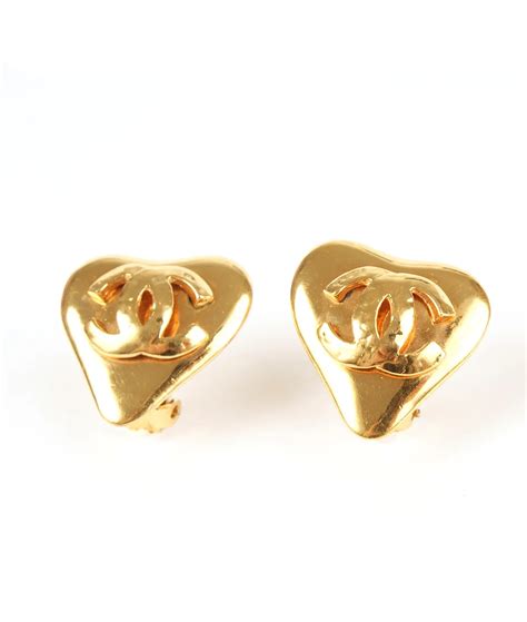 chanel vintage eyering heart shape|Vintage Chanel Heart Earrings .